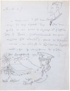 Autograph letter with drawings by Jacques Vache