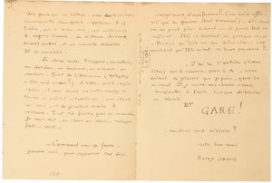 Autograph war letter by Jacques Vache