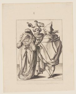 A Couple Addressing a Gesticulating Young Man, from The Masquerades by Jacques de Gheyn II