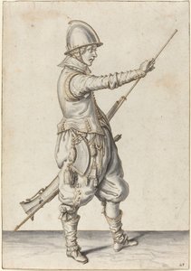 Elegantly Dressed Soldier Tamping His Caliver by Jacques de Gheyn II