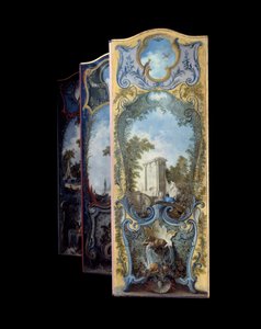 Furniture: painting screen on maroufle paper by Jacques de Lajoüe