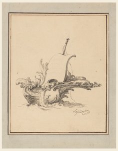 Design for an Escutcheon in Form of Boat with Sail, for Recueil Nouveau de Differens Cartouches, 1734 by Jacques de Lajoüe