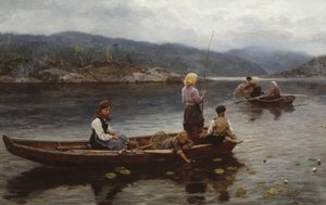 People fishing at the lake