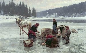 Women Doing Laundry Through a Hole in the Ice by Jahn Ekenaes