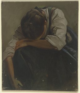 Crying Peasant Girl by Jakob Becker