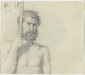 Half-Figure Male Nude with Shepherd