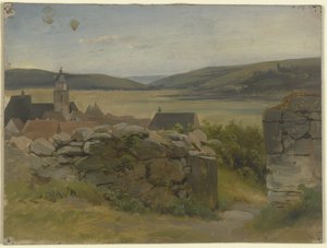 Small Village with View of Meadow by Jakob Becker