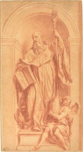 A Sculpture of Saint Benedict in a Niche