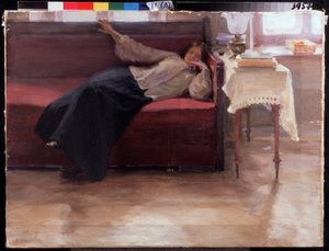 Dreams: Pensive Young Girl Lying on a Couch
