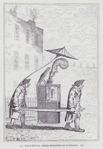 English cartoon mocking the fashion for women wearing feather headdresses by James (after) Gillray
