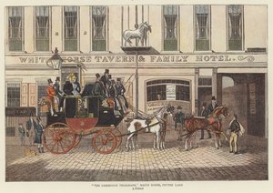 The Cambridge Telegraph, White Horse, Fetter Lane by James (after) Pollard