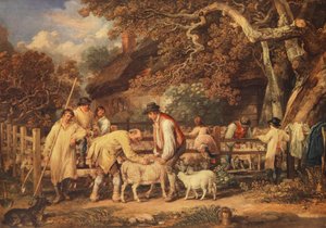 Sheep shearing, c.1820 by James (after) Ward