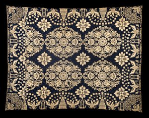 Agriculture and Manufacturers Double-cloth Coverlet, c. 1821-1828 by James (attr.to) Alexander