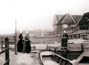 Women in traditional dress, Marken Island, Netherlands