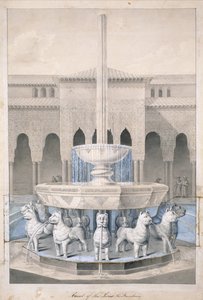 Fountain in the Court of the Lions, Alhambra, from The Arabian Antiquities of Spain, published 1815