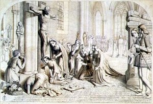 An Incident in the Life of Saint Elizabeth of Hungary - Compositional Study, 1850 by James Collinson