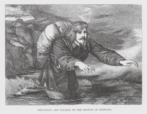 Christian and Pliable in the Slough of Despond (engraving) by James Dawson Watson