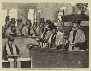 The Feast of Tabernacles at the North London Synagogue, the Reader taking the Palm Branch