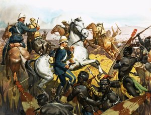 Louis Napoleon, Prince Imperial, about to be killed by Zulus