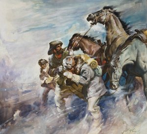Men and Horses Battling a Storm by James Edwin McConnell
