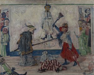 Skeletons Fighting Over the Body of a Hanged Man