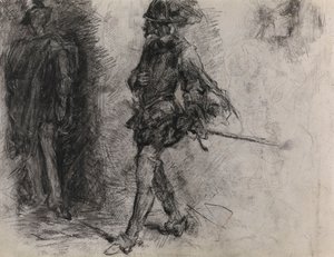 Spaniard Standing in the Shadow, Another Man and a Head in Profile by James Ensor
