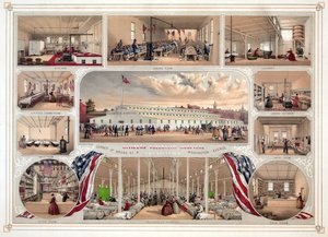 Poster for the Citizens Volunteer Hospital, Philadelphia, pub. 1862 by James Fuller Queen