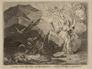 A Peep into the Cave of Jacobinism, or Magna est Veritas et praevalebit, 1798 (etching on paper) by James Gillray