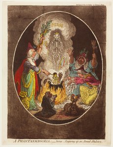 A Phantasmagoria - Scene - Conjuring up an Armed Skeleton by James Gillray