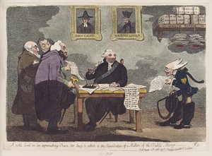 A Noble Lord, on an Approaching Peace, Too Busy to Attend to the Expenditure of a Million of the Public Money by James Gillray