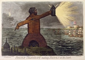 French-Telegraph Making Signals in the Dark, published by Hannah Humphrey in 1795