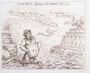 John Bull offering Little Boney fair play, published by Hannah Humphrey in 1803
