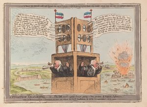 Opposition Telegraphs, or the little second-sighted Lawyer giving a true specimen of Patriotic Information by James Gillray