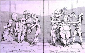 The Minister In - The Minister Out by James Gillray