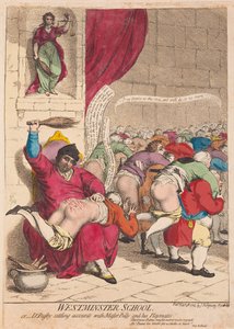 Westminster School or Dr Busby settling accounts with Master Billy and his Playmates, pub. 1785
