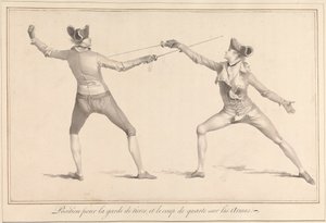 Position for Guard in Tierce, and the Quarte Strike on the Weapons
