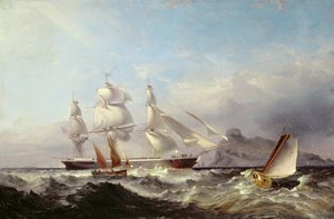 A Clipper Ship off the Mumbles Lighthouse, Swansea