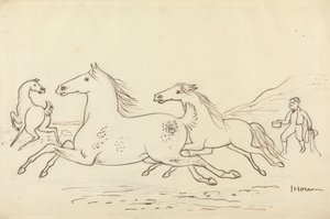 Three Horses and Stable Lad