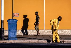 South African Men on a Street and Sidewalk in Pretoria, South Africa by James L Stanfield