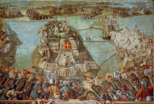 Fresco portraying the 1565 Turkish siege of Malta