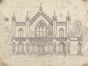 Preparatory drawing for Design 14, Plate 11 for A Collection of Designs for Rural Retreats by James Malton
