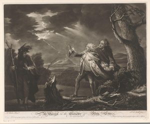 David Garrick as King Lear with the Earl of Kent and Edgar Disguised as Tom in a Stormy Landscape by James McArdell