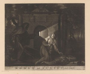 Julia Kneeling by the Body of Romeo and Looking at a Monk with a Lantern by James McArdell