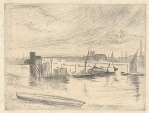 Battersea Dawn (Cadogan Pier), from the Thames Set (A Series of Sixteen Etchings of Scenes on the Thames and Other Subjects) by James Abbott McNeill Whistler