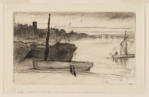 Chelsea Bridge and Church by James Abbott McNeill Whistler