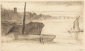 Chelsea Bridge and Church by James McNeill Whistler