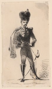Hussar (recto) Man with a Top Hat and Bandaged Head (verso) by James Abbott McNeill Whistler