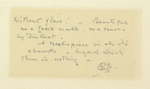 Whistler inscription and butterfly formerly on mat of Rembrandt