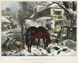 Straw-yard, Winter, 1800s by James Merritt Ives