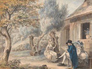The Artist Sketching Mlle. de St. Legier as a Shepherdess by James Moore